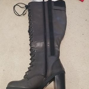 Black sweater knit HL Lace up Combat